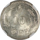 Denmark 10 Ore 1882 CS NGC AU 58 - ArabellaBanknotes.com