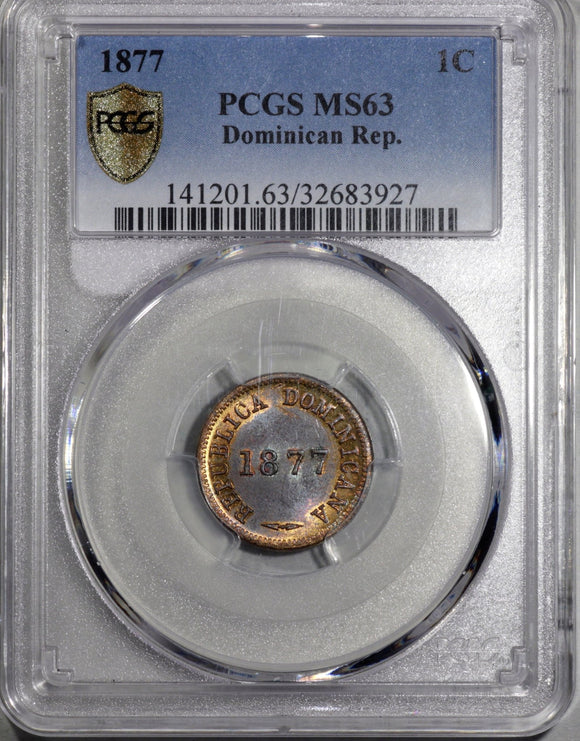 Dominican Republic 1 Centavo 1877 PCGS MS 63 - ArabellaBanknotes.com