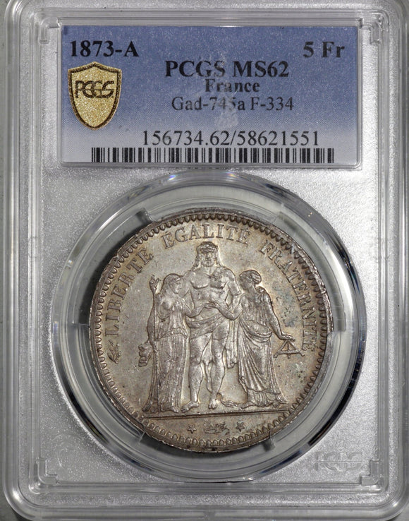 France 5 Francs 1873 - A PCGS MS 62 - ArabellaBanknotes.com