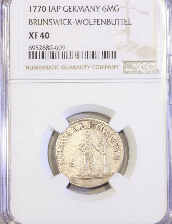 German states 1/6 Thaler 1770 Brunswick - Wolfenbüttel NGC XF 40 - ArabellaBanknotes.com