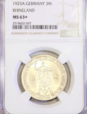 Germany 3 Reichsmark 1925 A Rhineland NGC MS 63+ - ArabellaBanknotes.com