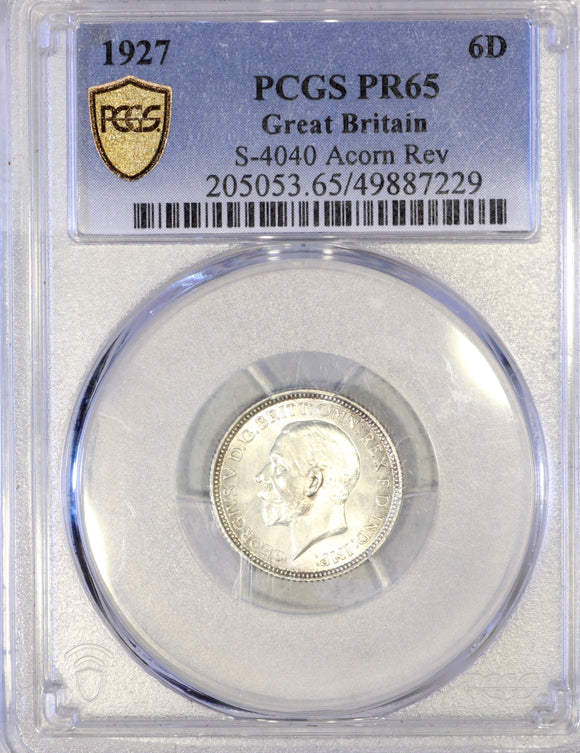 Great Britain 6 Pence 1927 PCGS PR 65 - ArabellaBanknotes.com