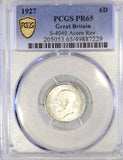 Great Britain 6 Pence 1927 PCGS PR 65 - ArabellaBanknotes.com