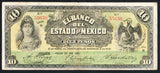 MEXICO 10 PESOS 1911 El Banco del Estado de MEXICO M - 397c - ArabellaBanknotes.com
