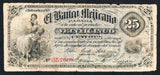 Mexico 25 Centavos 1878 El Banco MEJICANO M - 108a - ArabellaBanknotes.com