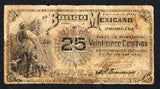 Mexico 25 Centavos 1888 El Banco MEXICANO M - 118a - ArabellaBanknotes.com