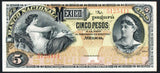 MEXICO 5 Pesos 1888 - 1913 Banco Nacional M - 298r REMAINDER - ArabellaBanknotes.com