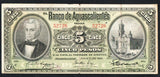 MEXICO 5 PESOS 1910 Banco de AGUASCALIENTES M - 51c - ArabellaBanknotes.com