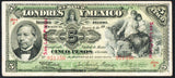 MEXICO 5 Pesos 1912 SAN LUIS POTOSI M - 271t - ArabellaBanknotes.com