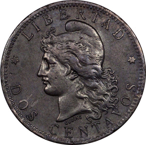 Argentina 2 centavos 1883, KM#33 - ArabellaBanknotes.com
