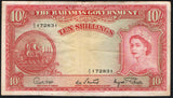 Bahamas 10 Shillings ND 1953, P-14d Queen Elizabeth II - ArabellaBanknotes.com