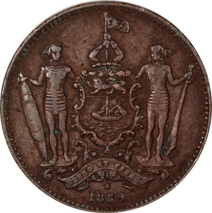 British North Borneo 1 Cent 1889 H, KM#2 - ArabellaBanknotes.com