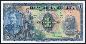 Colombia 1 Pesos Oro 1954, P-380 Unc. - ArabellaBanknotes.com