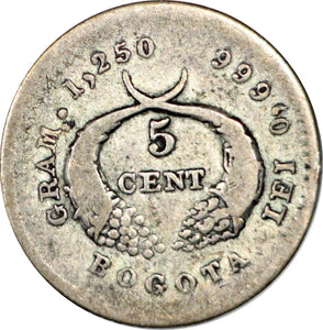 Colombia 5 Centavos 1880, KM#174a.1 - ArabellaBanknotes.com