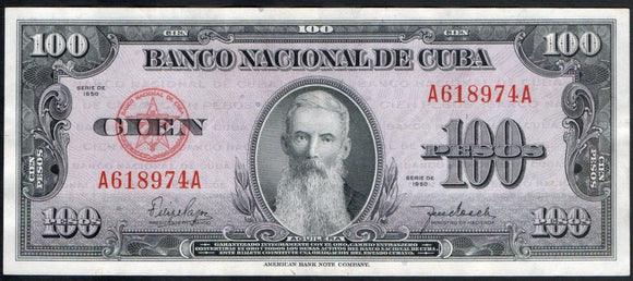 Cuba 100 Pesos 1950, P-82a - ArabellaBanknotes.com