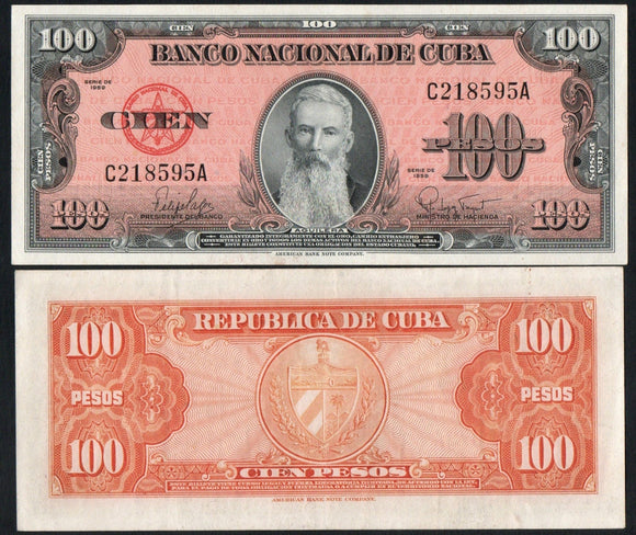 Cuba 100 Pesos 1959, P-93a Unc. - ArabellaBanknotes.com