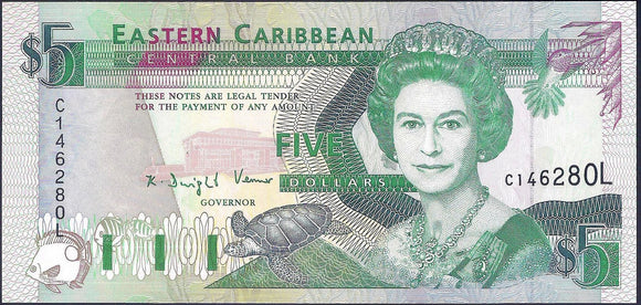 East Caribbean states St. Lucia $5 ND 1993 P-26l - ArabellaBanknotes.com