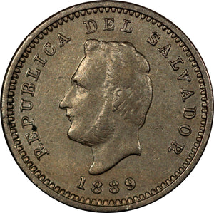 El Salvador 1 Centavo 1889, KM#106 - ArabellaBanknotes.com