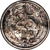 El Salvador 25 Centavos 1953, KM#137 Toned Uncirculated - ArabellaBanknotes.com
