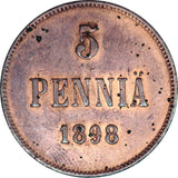 Finland 5 Pennia 1898, KM#15 - ArabellaBanknotes.com