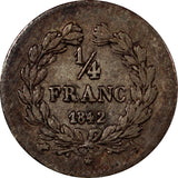 France 1/4 Franc 1842 A, KM#740.1 Louis Phillippe - ArabellaBanknotes.com