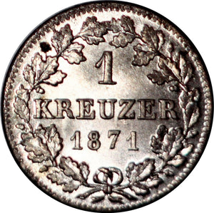 German states Bavaria 1 Kreuzer 1871, KM#873 - ArabellaBanknotes.com