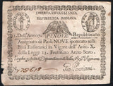 Italian States Republica ROMANA 9 Paoli Anno 7 (1798), P-S539 - ArabellaBanknotes.com
