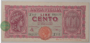 Italy 100 Lire 1944 P-75a - ArabellaBanknotes.com