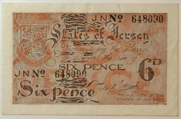 Jersey 6 Pence ND 1941-1942, P-1 - ArabellaBanknotes.com