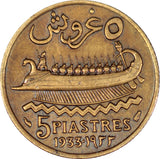 LEBANON 5 Piastres 1933 a, KM#5.2 - ArabellaBanknotes.com