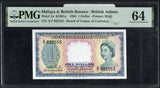 Malaya & British Borneo 1 Dollar 1953, P-1a PMG 64 - ArabellaBanknotes.com