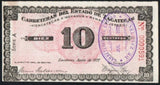 Mexico 10 Centavos 1922 ZACATECAS Banknote - ArabellaBanknotes.com