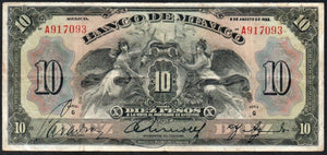 Mexico 10 Pesos 1933, Banco de MEXICO M-4616f - ArabellaBanknotes.com