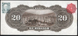 Mexico 20 Pesos 1910 Banco de HIDALGO Remainder, M-371r Unc - ArabellaBanknotes.com