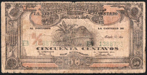 Mexico 50 Centavos 1916 La Tesoreria General del Estado YUCATAN M-4130 - ArabellaBanknotes.com