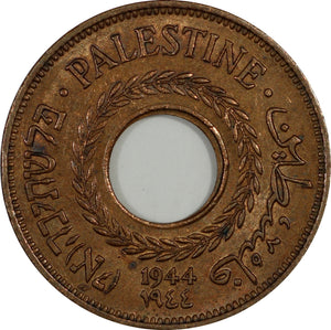 Palestine 5 Mil 1944 KM#3a Bronze coin#4 - ArabellaBanknotes.com