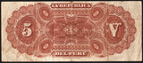 Peru 5 Soles 1879 With "V" overprint, P-3 - ArabellaBanknotes.com