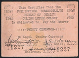 Philippines 20 Centavos 1942, P-S253 Culion Leper Colony - ArabellaBanknotes.com