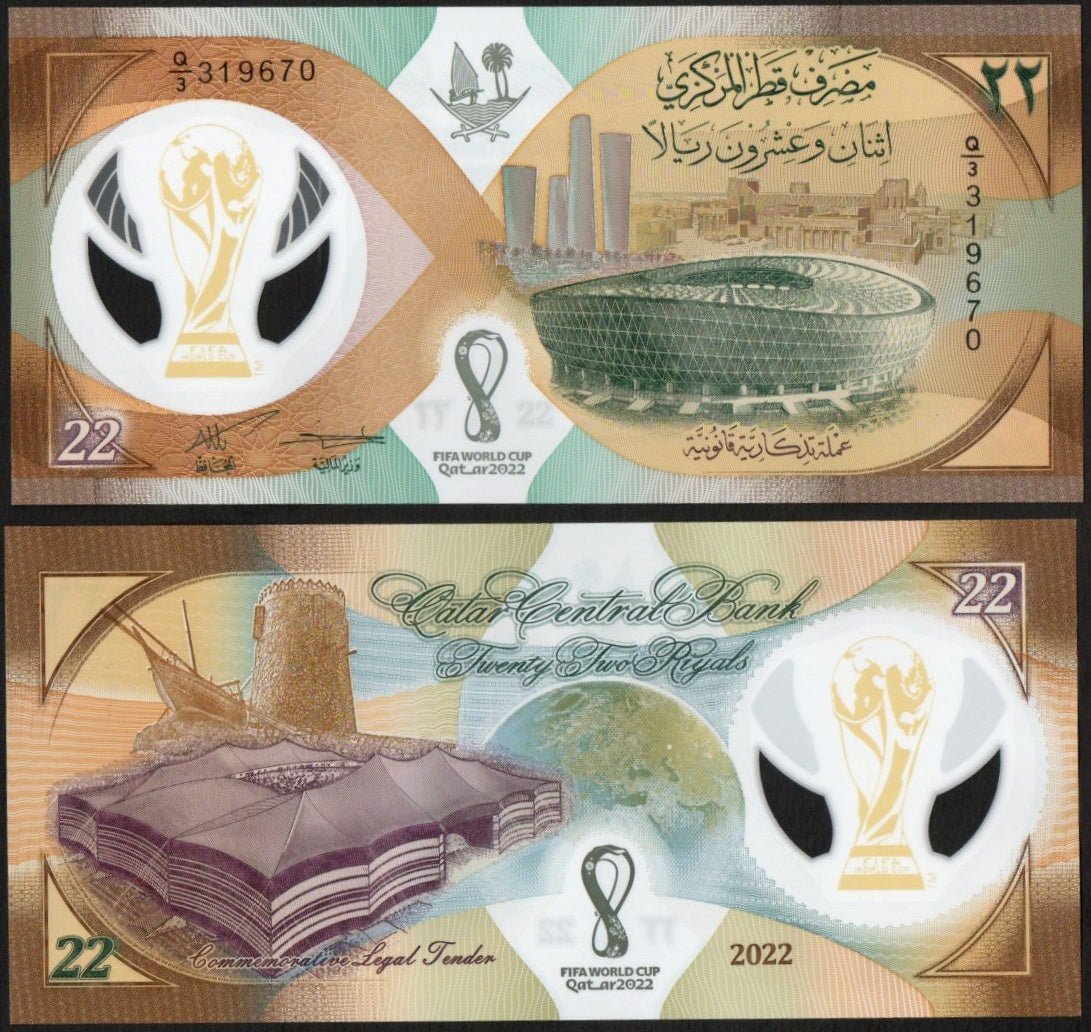 Qatar 22 Riyals 2022 FIFA World cup commemorative Polymer note ...