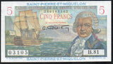 St. Pierre & Miquelon 5 Francs ND 1950-1960 P-22 Unc - ArabellaBanknotes.com