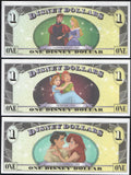 Walt Disney Land World $1 Dollar 2013 D, Villains & Heroes 3 Pcs Matching Serial - ArabellaBanknotes.com